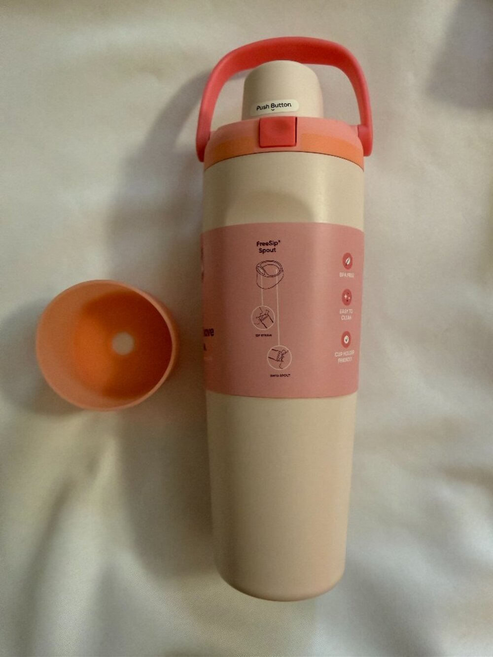 Owala "Sparkling Sherbert" 30 oz Sway Coral Peach Pink Orang w/travel protector
